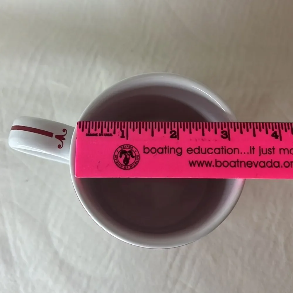 Sue La Table 16 Oz G Letter Coffee Tea Mug White Red 4 In Tall 3 1/4 In Diameter